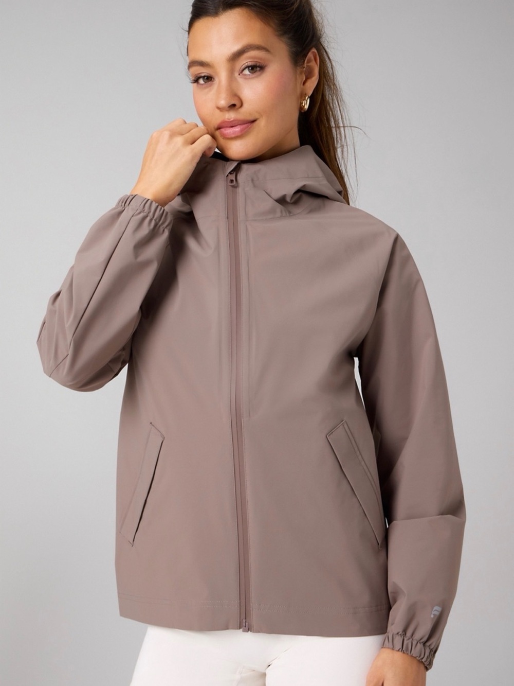 Women's Fabletics Waterproof Rain Jacket - Taupe